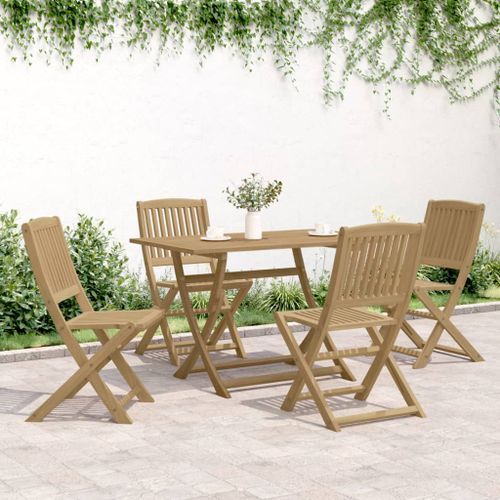 Ensemble à manger de jardin 5 pcs Bois d'acacia solide - Photo n°3; ?>