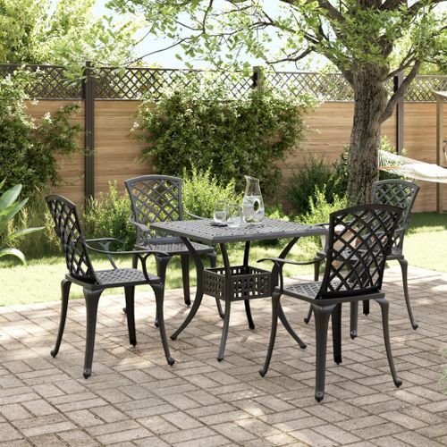 Ensemble à manger de jardin 5 pcs noir aluminium coulé - Photo n°2; ?>