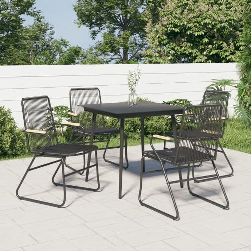 Ensemble à manger de jardin 5 pcs Noir Rotin PVC - Photo n°2; ?>