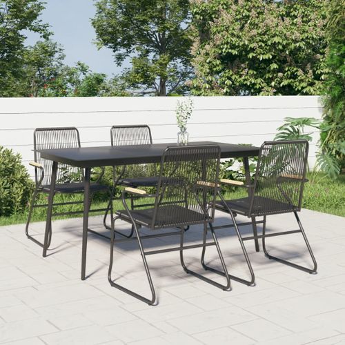 Ensemble à manger de jardin 5 pcs Noir Rotin PVC - Photo n°2; ?>