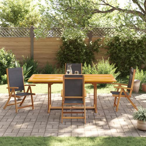 Ensemble à manger de jardin 5pcs bois d'acacia solide textilène - Photo n°3; ?>