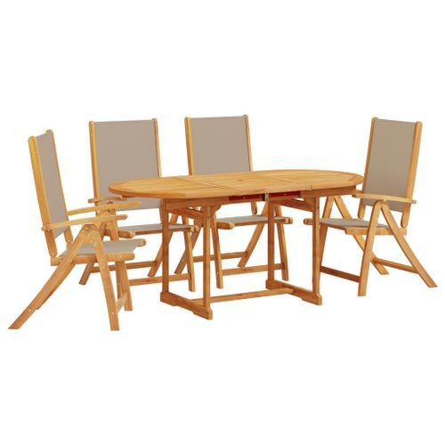 Ensemble à manger de jardin 5pcs bois d'acacia solide textilène - Photo n°2; ?>