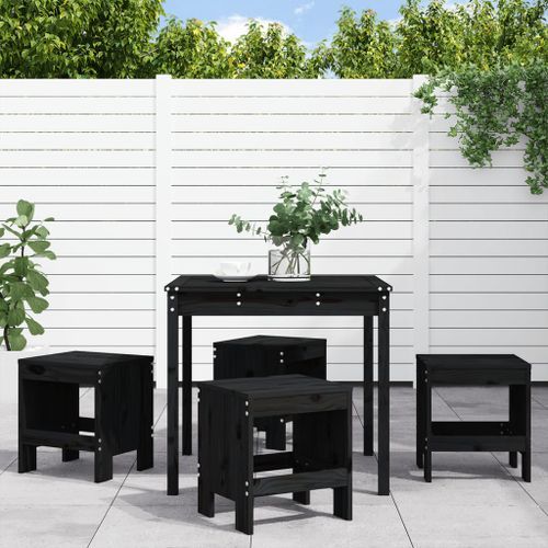 Ensemble à manger de jardin 5pcs noir bois massif de pin - Photo n°2; ?>