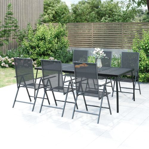 Ensemble à manger de jardin 7 pcs anthracite acier - Photo n°2; ?>