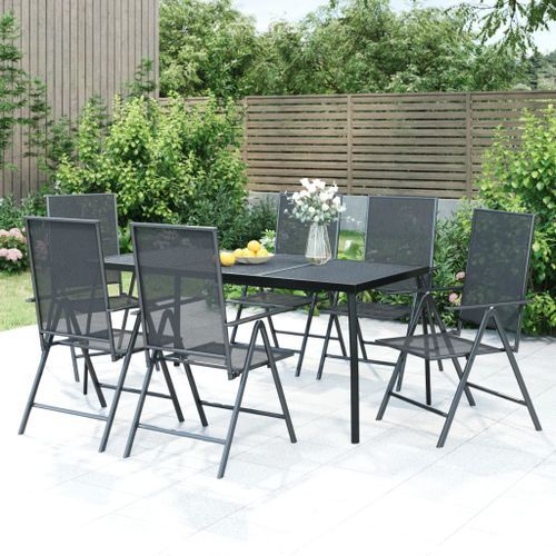 Ensemble à manger de jardin 7 pcs anthracite acier - Photo n°2; ?>