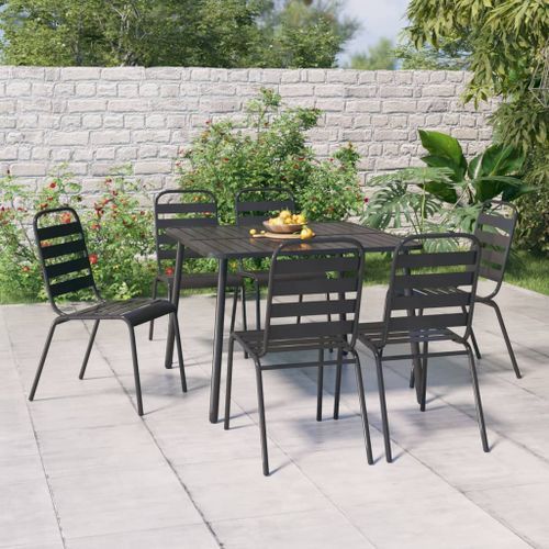 Ensemble à manger de jardin 7 pcs anthracite acier - Photo n°2; ?>