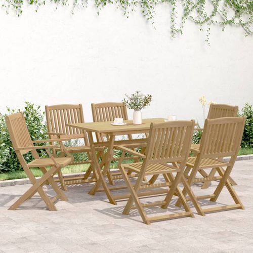 Ensemble à manger de jardin 7 pcs Bois d'acacia solide - Photo n°3; ?>