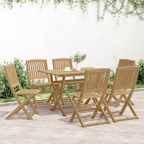 Ensemble à manger de jardin 7 pcs Bois d'acacia solide - Photo n°3; ?>