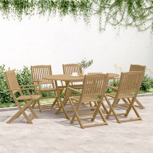 Ensemble à manger de jardin 7 pcs Bois d'acacia solide - Photo n°3; ?>