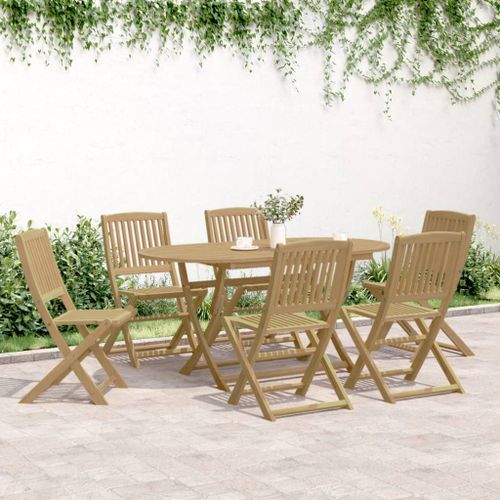 Ensemble à manger de jardin 7 pcs Bois d'acacia solide - Photo n°3; ?>