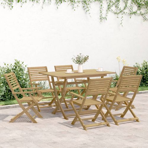 Ensemble à manger de jardin 7 pcs Bois d'acacia solide - Photo n°3; ?>