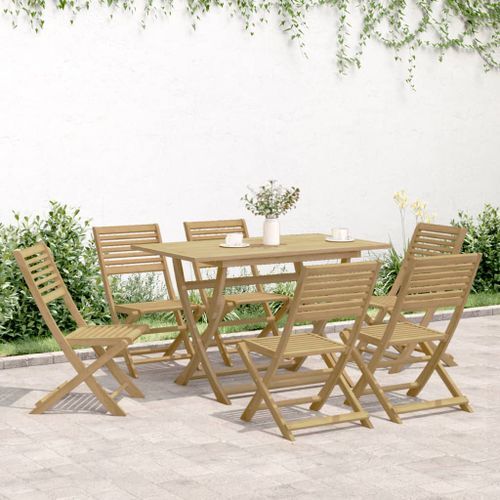 Ensemble à manger de jardin 7 pcs Bois d'acacia solide - Photo n°3; ?>