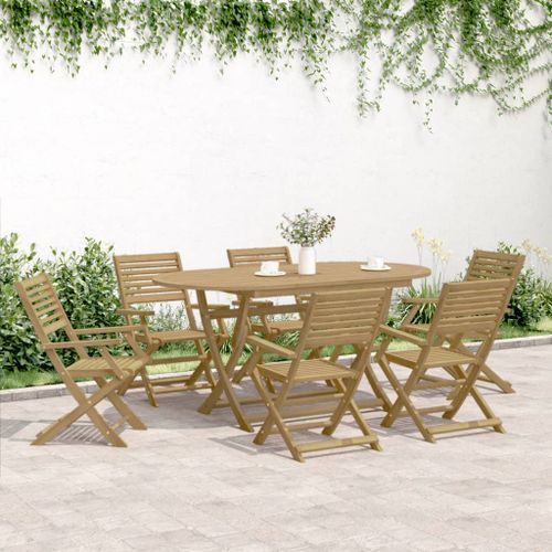 Ensemble à manger de jardin 7 pcs Bois d'acacia solide - Photo n°3; ?>