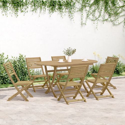 Ensemble à manger de jardin 7 pcs Bois d'acacia solide - Photo n°3; ?>