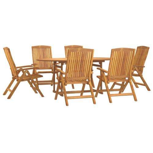 Ensemble à manger de jardin 7 pcs Bois de teck solide - Photo n°3; ?>