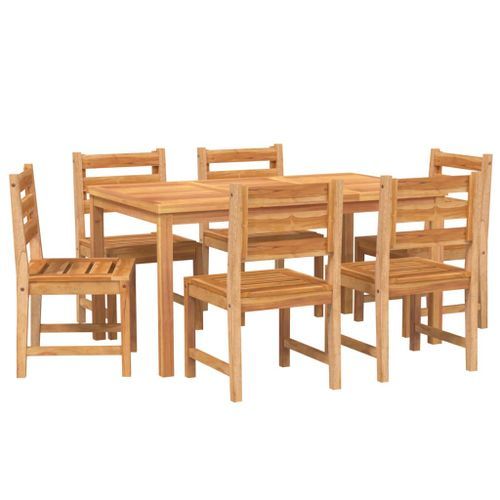 Ensemble à manger de jardin 7 pcs Bois de teck solide - Photo n°3; ?>