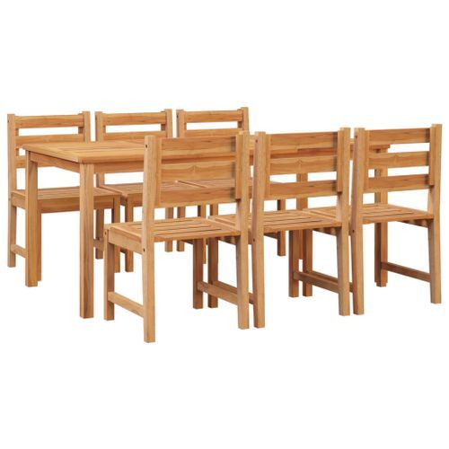 Ensemble à manger de jardin 7 pcs Bois de teck solide - Photo n°3; ?>