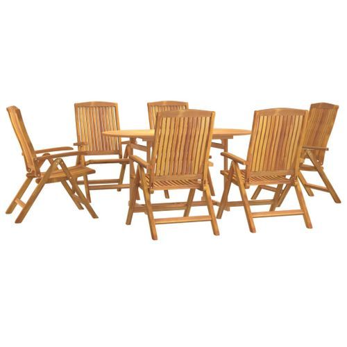 Ensemble à manger de jardin 7 pcs Bois de teck solide - Photo n°3; ?>