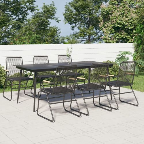 Ensemble à manger de jardin 7 pcs Noir Rotin PVC - Photo n°2; ?>