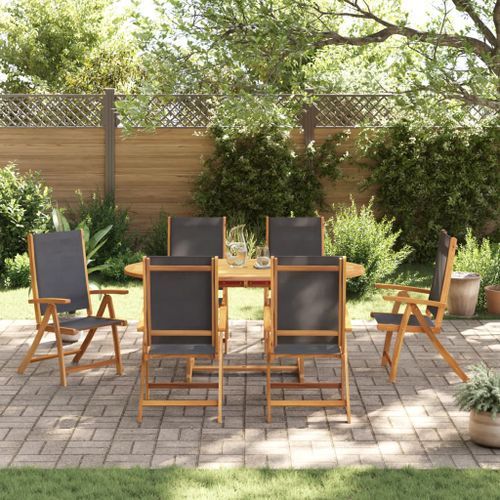 Ensemble à manger de jardin 7pcs bois d'acacia solide textilène - Photo n°3; ?>