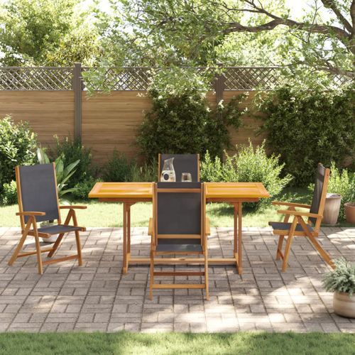 Ensemble à manger de jardin 7pcs bois d'acacia solide textilène - Photo n°3; ?>