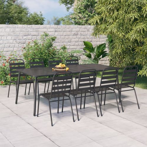 Ensemble à manger de jardin 9 pcs anthracite acier - Photo n°2; ?>