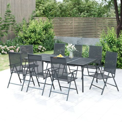 Ensemble à manger de jardin 9 pcs anthracite acier - Photo n°2; ?>