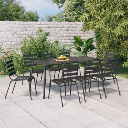 Ensemble à manger de jardin 9 pcs anthracite acier - Photo n°2; ?>