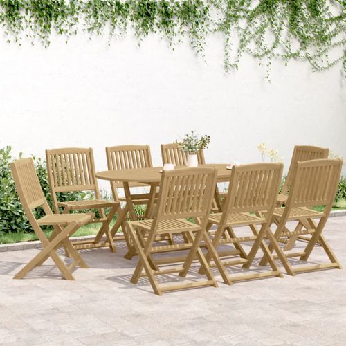 Ensemble à manger de jardin 9 pcs bois d'acacia solide - Photo n°3; ?>