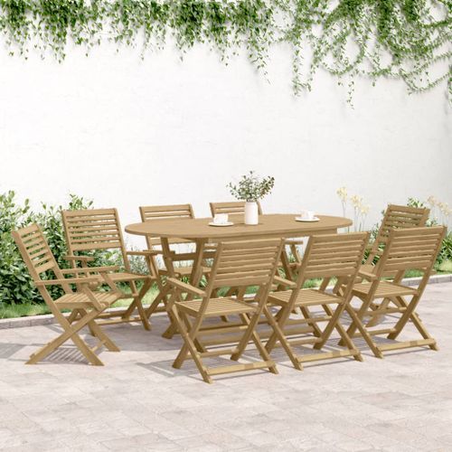 Ensemble à manger de jardin 9 pcs bois d'acacia solide - Photo n°3; ?>