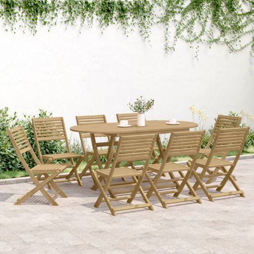 Ensemble à manger de jardin 9 pcs bois d'acacia solide - Photo n°3; ?>