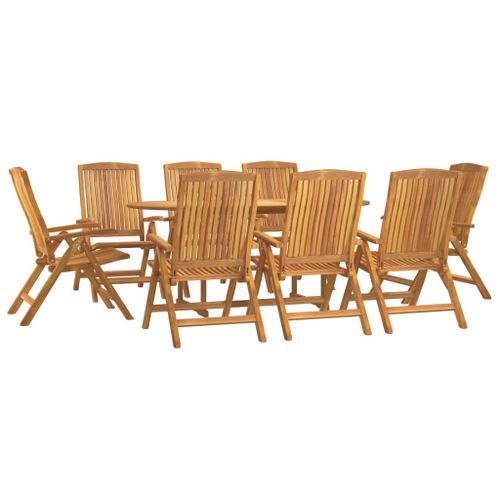 Ensemble à manger de jardin 9 pcs Bois de teck solide - Photo n°3; ?>