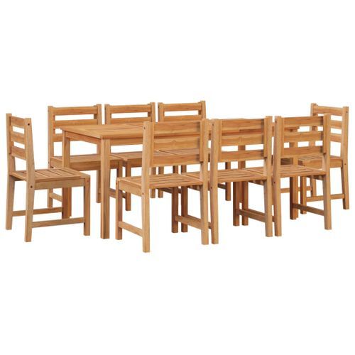 Ensemble à manger de jardin 9 pcs Bois de teck solide - Photo n°3; ?>