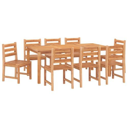 Ensemble à manger de jardin 9 pcs Bois de teck solide - Photo n°3; ?>