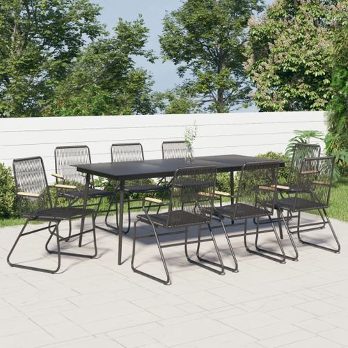 Ensemble à manger de jardin 9 pcs noir rotin PVC - Photo n°2; ?>