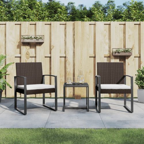 Ensemble à manger de jardin avec coussins 3 pcs marron rotin PP - Photo n°2; ?>