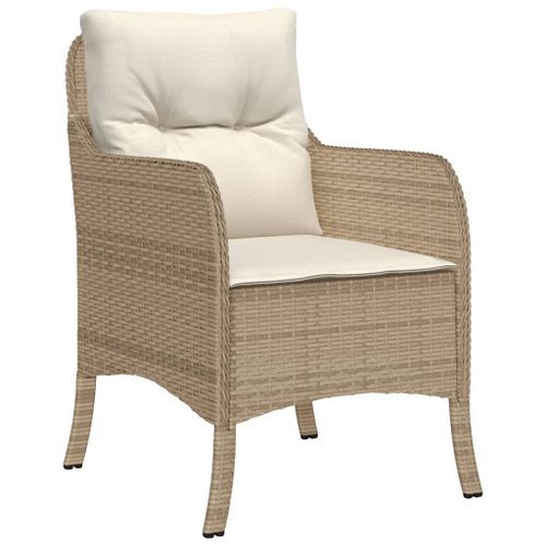 Ensemble à manger de jardin et coussins 7 pcs beige poly rotin - Photo n°3; ?>