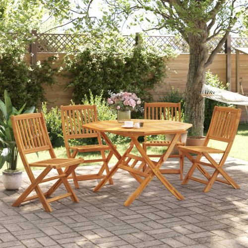 Ensemble à manger de jardin pliable 5 pcs bois massif d’acacia - Photo n°2; ?>