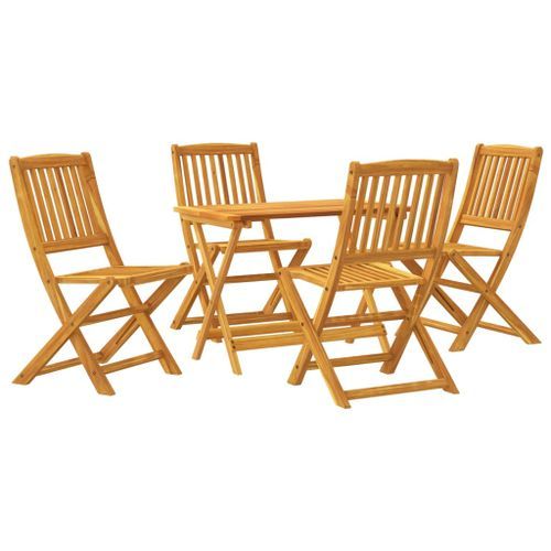 Ensemble à manger de jardin pliable 5 pcs bois massif d’acacia - Photo n°2; ?>