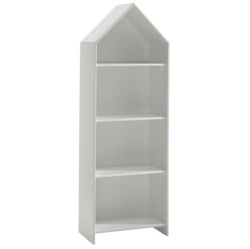 Ensemble armoire bibliothèque bois laqué gris et blanc Camila - Photo n°2; ?>