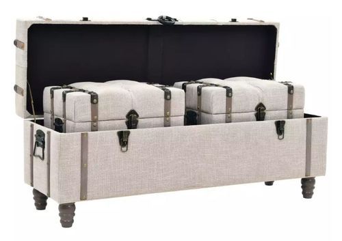 Ensemble banquette capitonnée et poufs avec coffre – Style élégant et fonctionnel - Photo n°2; ?>