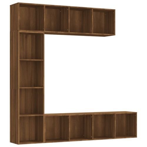 Ensemble bibliothèque/meuble TV 3 pcs Chêne marron 180x30x180cm - Photo n°2; ?>