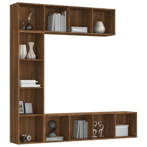 Ensemble bibliothèque/meuble TV 3 pcs Chêne marron 180x30x180cm - Photo n°3; ?>