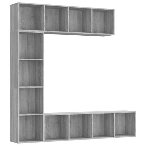 Ensemble bibliothèque/meuble TV 3 pcs Sonoma gris 180x30x180 cm - Photo n°2; ?>