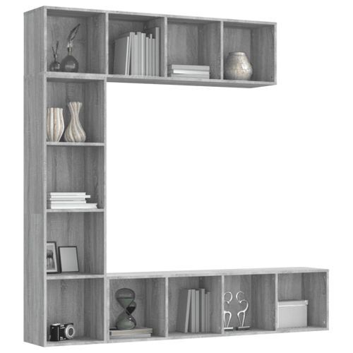 Ensemble bibliothèque/meuble TV 3 pcs Sonoma gris 180x30x180 cm - Photo n°3; ?>