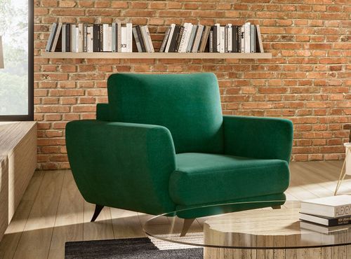 Ensemble canapé convertible tissu vert Zora - 1 canapé 3 places + 1 fauteuil + 1 pouf - Photo n°3; ?>