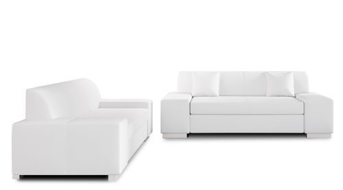 Ensemble Canapé minimaliste 2 et 3 places simili cuir blanc Plazo - Photo n°2; ?>