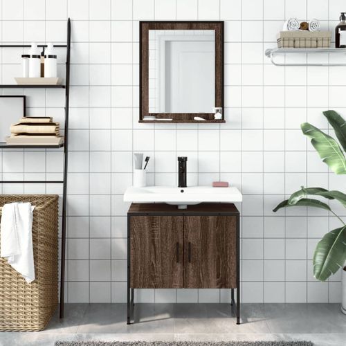 Ensemble d'armoires de salle de bain 2 pcs chêne marron - Photo n°3; ?>