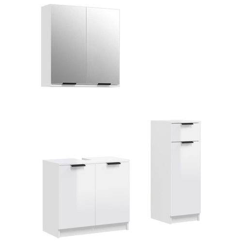 Ensemble d'armoires de salle de bain 3 pcs blanc brillant - Photo n°2; ?>