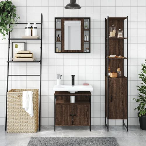 Ensemble d'armoires de salle de bain 3 pcs chêne marron - Photo n°3; ?>